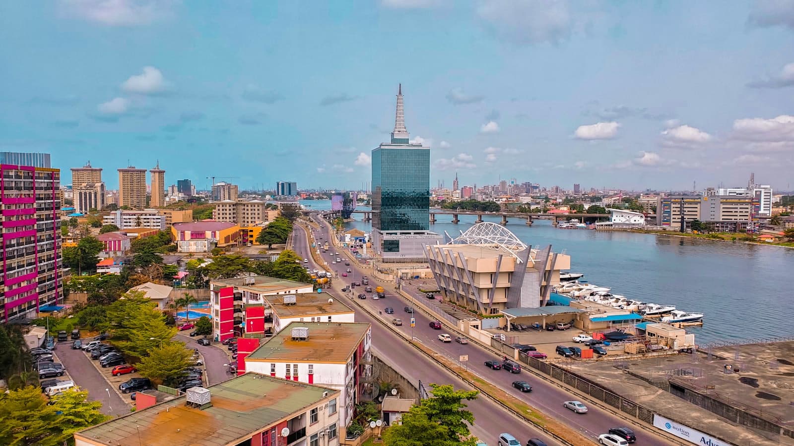 Aerial view of buildings in Lagos, Nigeria